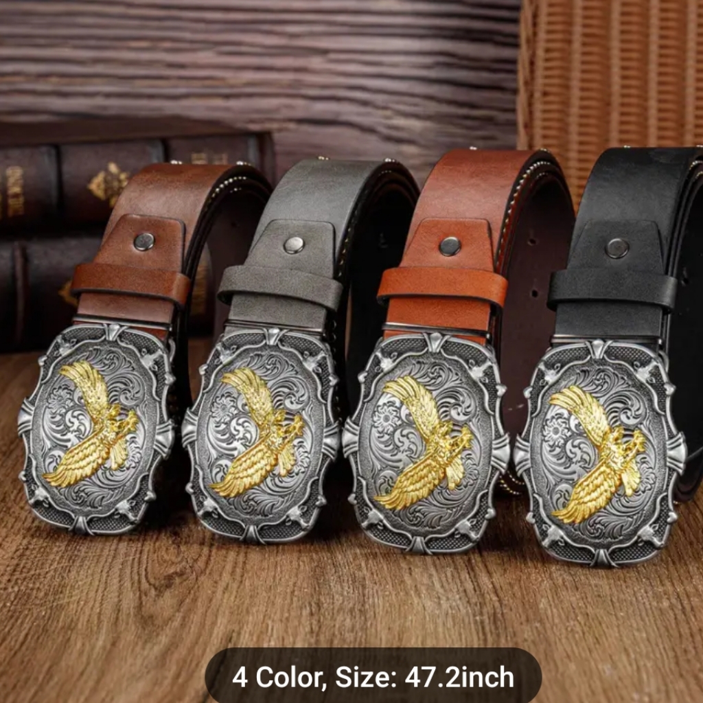 New Beautiful Silver Eagle Belt Buckle And 47" Belt Set
